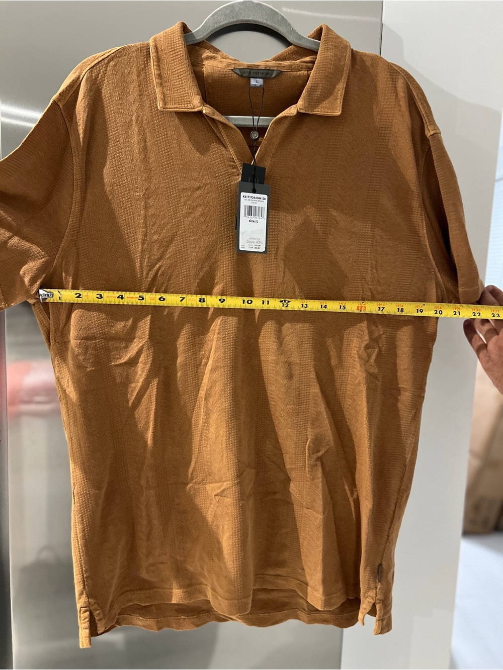 John Varvatos Textured Polo in Sienna Brown